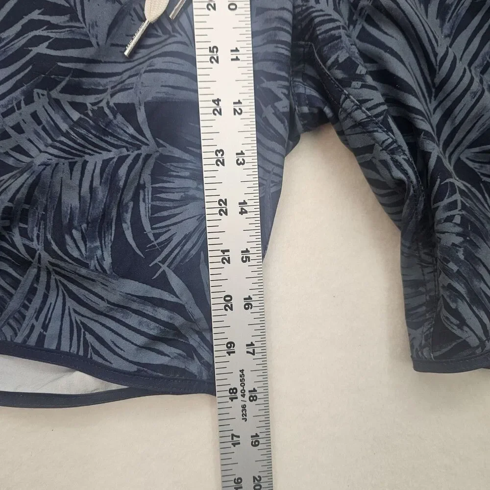 Fair Harbor Men's Activewear Swim Trunks Shorts Navy Blue Palm Leaf Medium